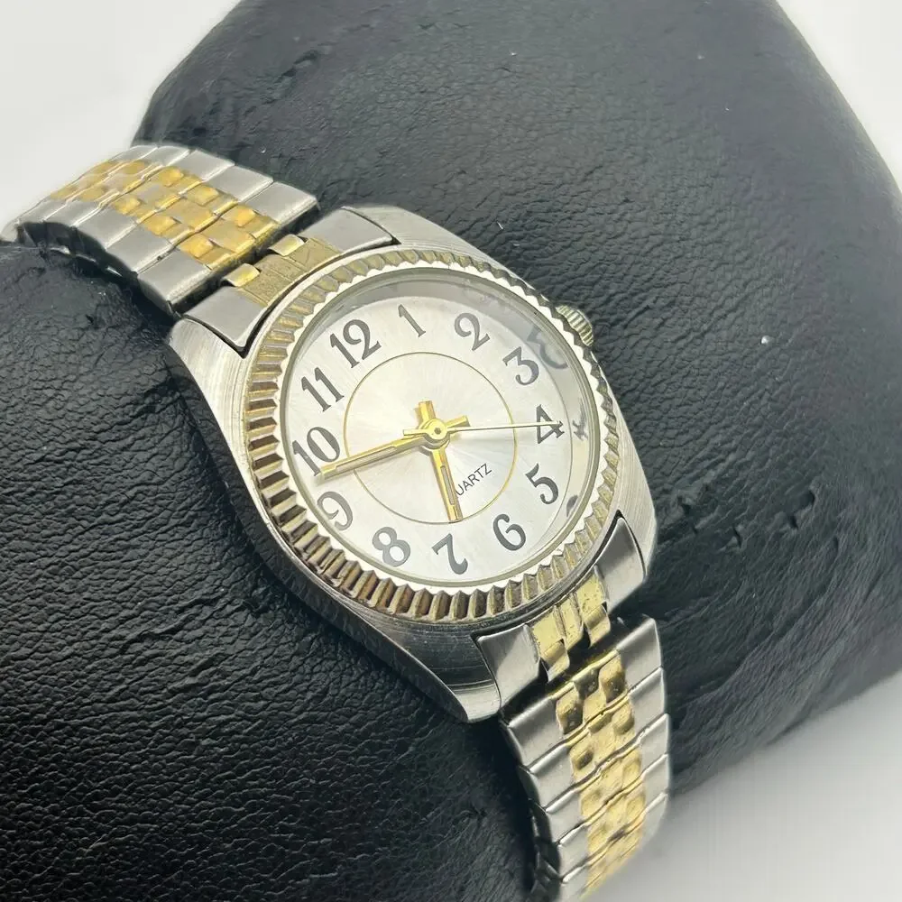 Women’s Two Tone Quartz Watch St. Steel Working New Battery